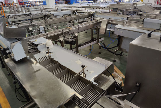 Linha de embalagem automática de controlo PLC para produção de alta capacidade 35-150 sacos/min