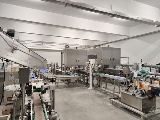 Linha de produção totalmente automática de embalagem em cartão e paletização