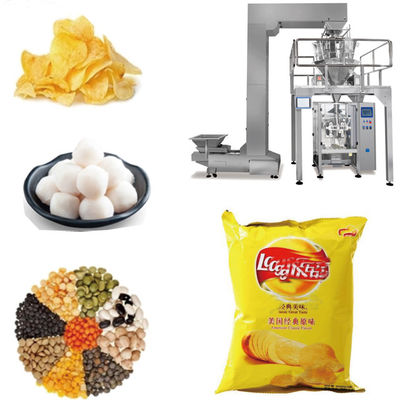 Máquina de embalagem de batatas fritas de pipocas PLC Máquina de embalagem de nozes para plantas de processamento de lanches SUS304
