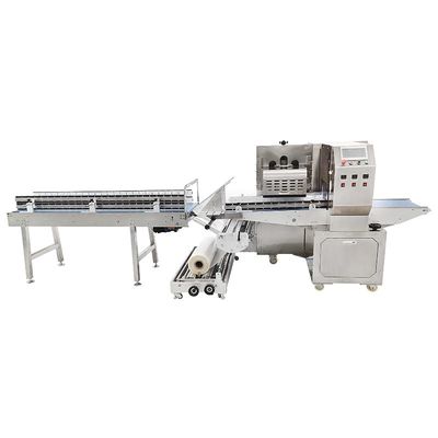 Máquina automática de envolvimento de fluxo embalagem de alimentos congelados 80 sacos por minuto 304 corpo de aço inoxidável