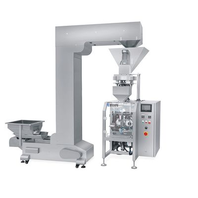 Máquina vertical industrial de enchimento, formação e selagem, controle PLC com tela sensível ao toque, aço inoxidável 304, velocidade de 10-90 sacos/min